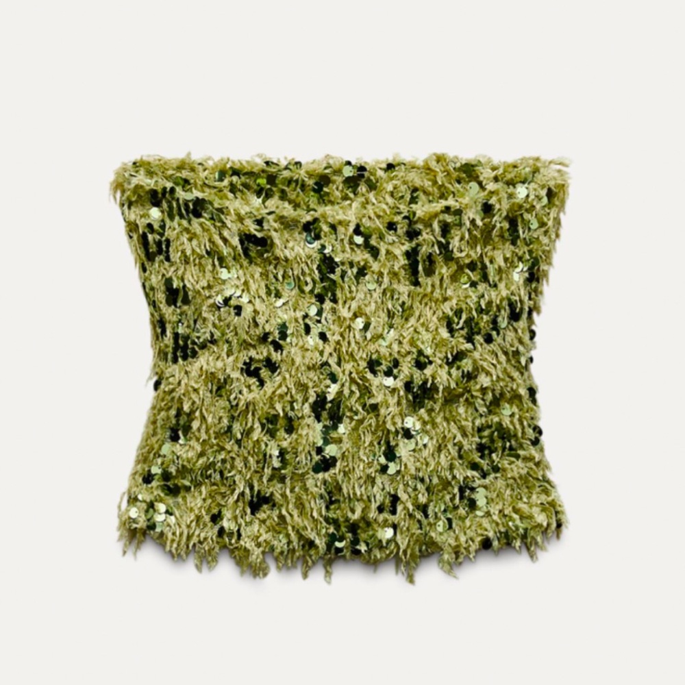 Zara Green Sequin Feather top